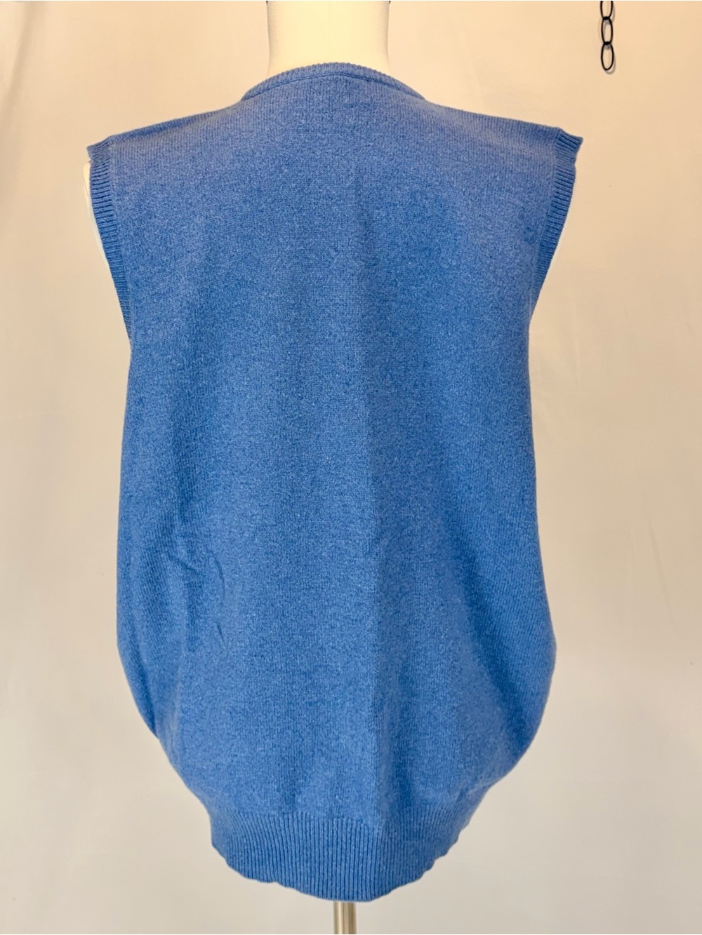 VINTAGE Polo Ralph Lauren sweater vest sleeveless v neck lambswool wool blue 90s - Picture 3 of 8